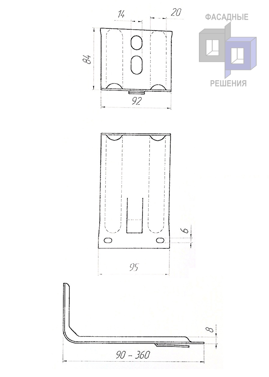 Чертеж усиленного кронштейна ККУ
