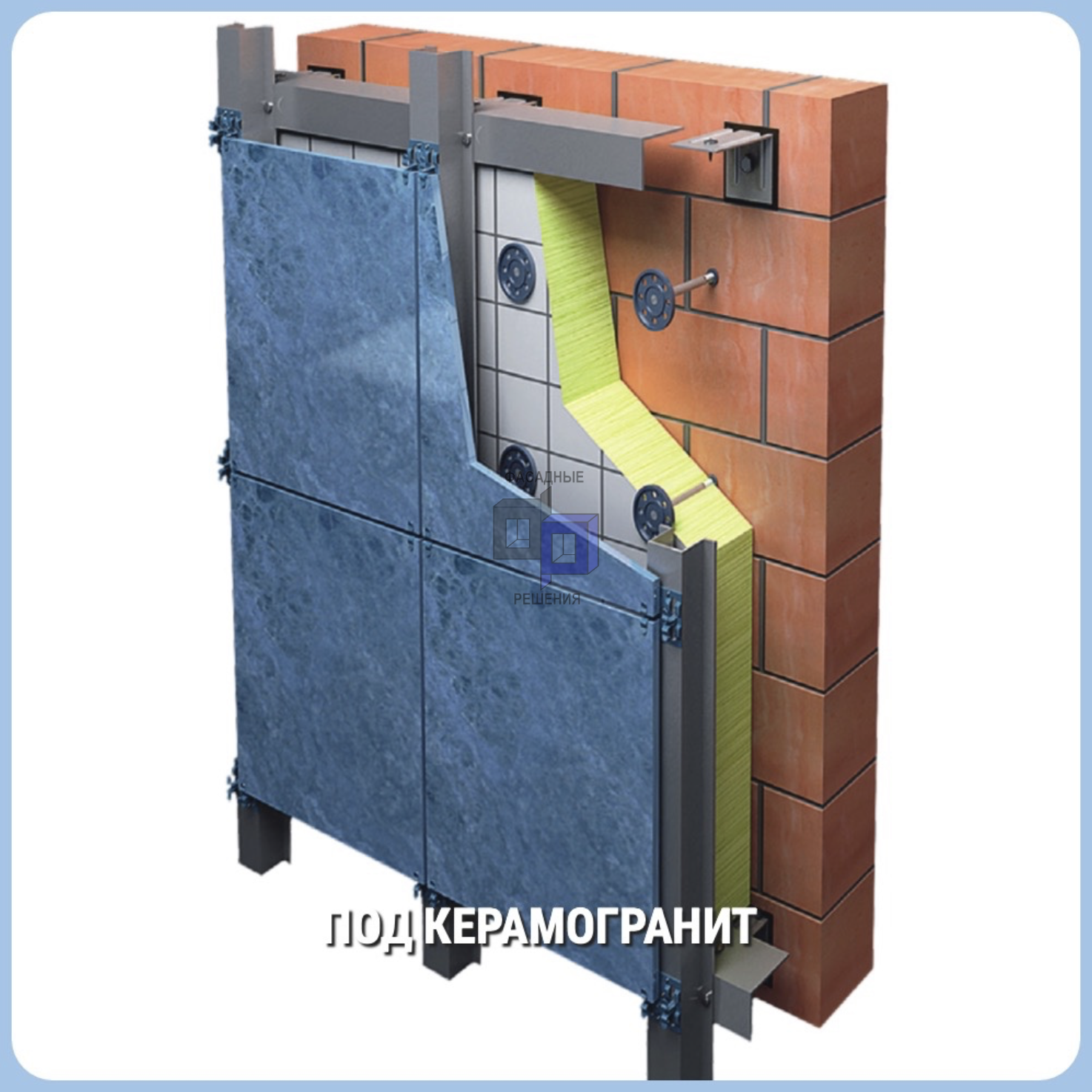 Навесные фасадные системы под Керамогранит. 